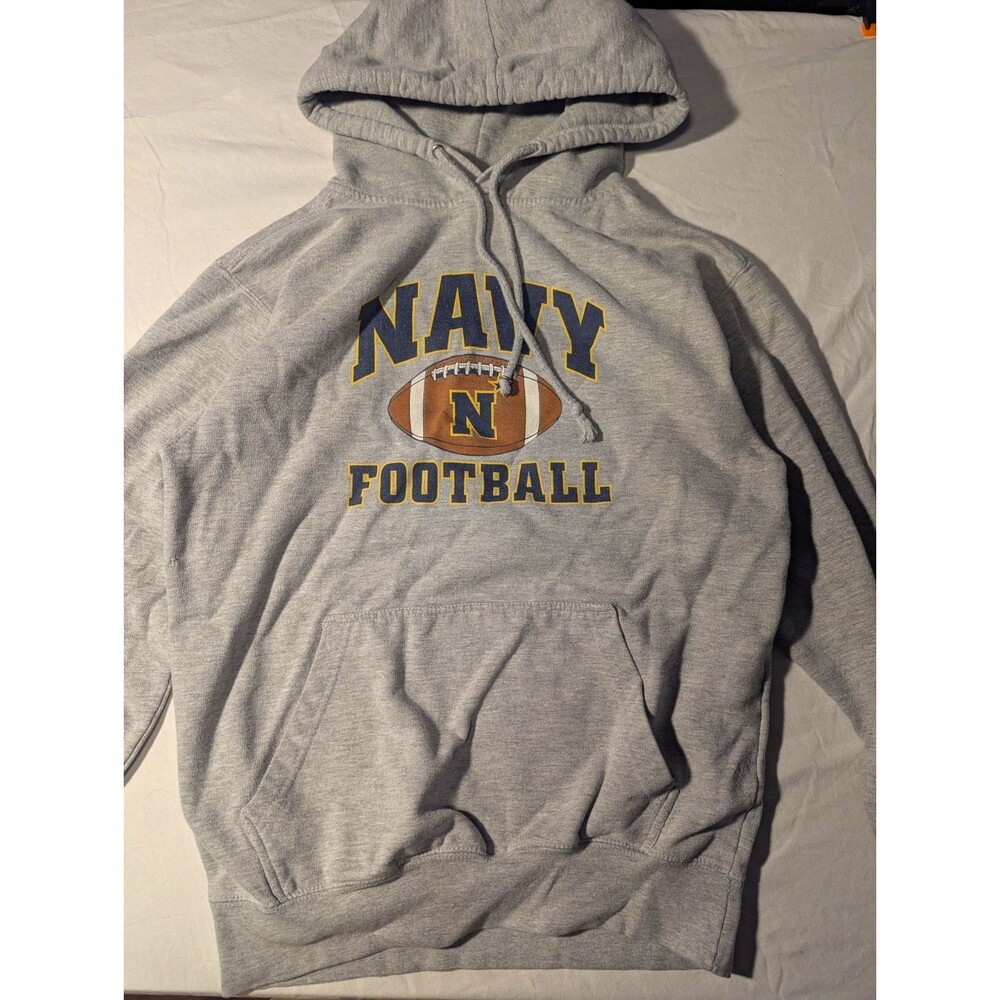 Vintage MV Sport Navy Midshipmen Football Pullover Hoodie Gray Size M